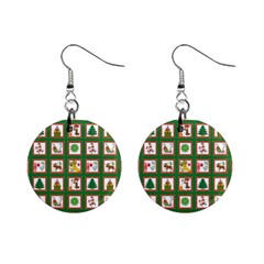 Christmas Paper Christmas Pattern Mini Button Earrings by Bedest