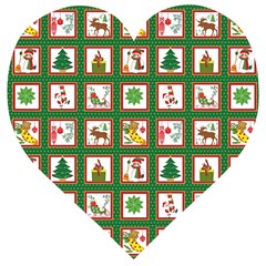 Christmas Paper Christmas Pattern Wooden Puzzle Heart by Bedest