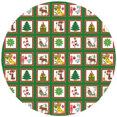 Christmas Paper Christmas Pattern Wooden Puzzle Round by Bedest