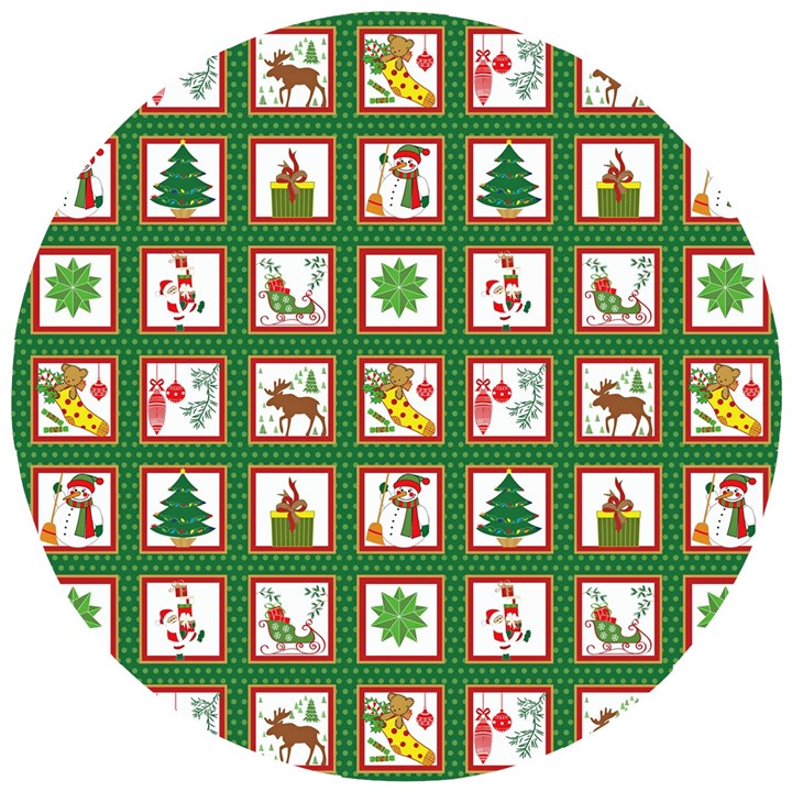 Christmas Paper Christmas Pattern Wooden Puzzle Round