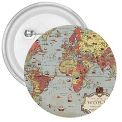 Vintage Old Antique World Map 3  Buttons by Bedest