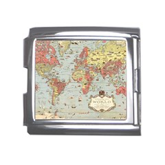 Vintage Old Antique World Map Mega Link Italian Charm (18mm)