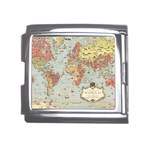 Vintage Old Antique World Map Mega Link Italian Charm (18mm) Front