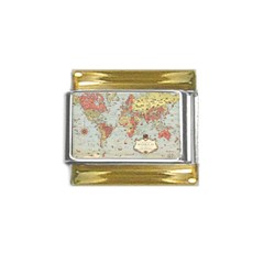 Vintage Old Antique World Map Gold Trim Italian Charm (9mm) by Bedest