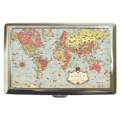 Vintage Old Antique World Map Cigarette Money Case by Bedest