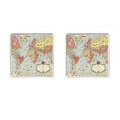 Vintage Old Antique World Map Cufflinks (square) by Bedest