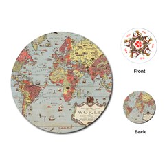 Vintage Old Antique World Map Playing Cards Single Design (round)