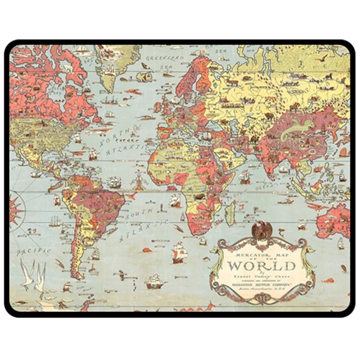 Vintage Old Antique World Map Fleece Blanket (Medium)