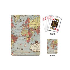 Vintage Old Antique World Map Playing Cards Single Design (mini)