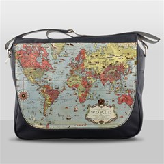 Vintage Old Antique World Map Messenger Bag by Bedest