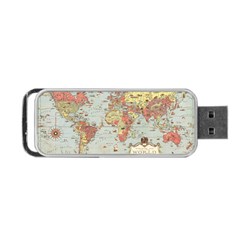 Vintage Old Antique World Map Portable Usb Flash (one Side) by Bedest