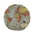 Vintage Old Antique World Map Standard 15  Premium Flano Round Cushions Front