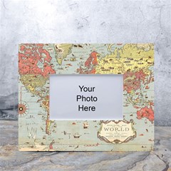 Vintage Old Antique World Map White Tabletop Photo Frame 4 x6  by Bedest