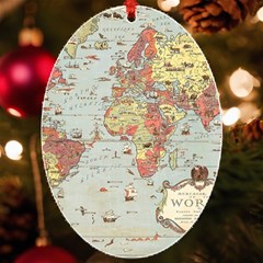 Vintage Old Antique World Map UV Print Acrylic Ornament Oval