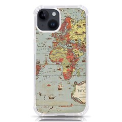 Vintage Old Antique World Map Iphone 14 Tpu Uv Print Case by Bedest