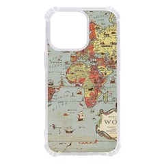 Vintage Old Antique World Map Iphone 13 Pro Tpu Uv Print Case by Bedest