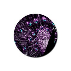 Purple Peacock Rubber Coaster (round) by Bedest