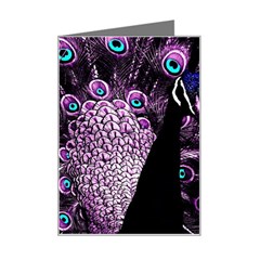 Purple Peacock Mini Greeting Card by Bedest