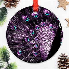 Purple Peacock Round Ornament (two Sides)