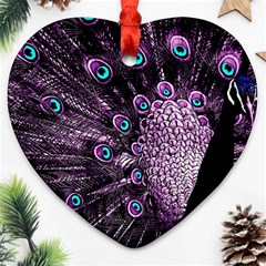 Purple Peacock Heart Ornament (two Sides)