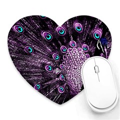 Purple Peacock Heart Mousepad by Bedest