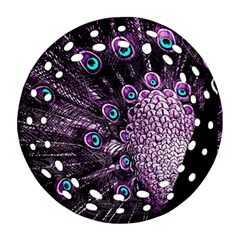 Purple Peacock Ornament (round Filigree)