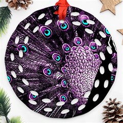 Purple Peacock Round Filigree Ornament (two Sides)