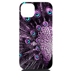 Purple Peacock Iphone 14 Plus Black Uv Print Case by Bedest