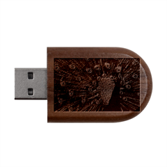 Purple Peacock Wood Oval Usb Flash Drive by Bedest