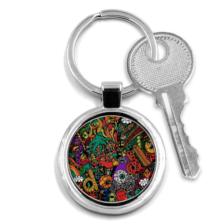 Cute Cartoon Doodle Key Chain (Round)