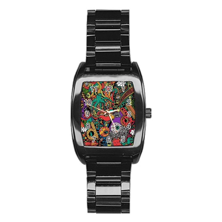 Cute Cartoon Doodle Stainless Steel Barrel Watch