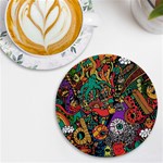 Cute Cartoon Doodle UV Print Round Tile Coaster Front