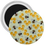 Bees Pattern Honey Bee Bug Honeycomb Honey Beehive 3  Magnets Front