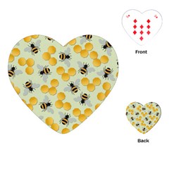 Bees Pattern Honey Bee Bug Honeycomb Honey Beehive Playing Cards Single Design (heart) by Bedest