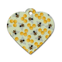 Bees Pattern Honey Bee Bug Honeycomb Honey Beehive Dog Tag Heart (two Sides) by Bedest