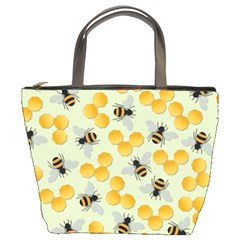 Bees Pattern Honey Bee Bug Honeycomb Honey Beehive Bucket Bag by Bedest