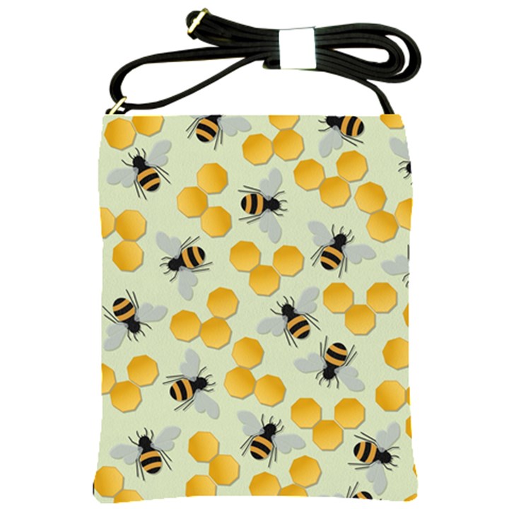 Bees Pattern Honey Bee Bug Honeycomb Honey Beehive Shoulder Sling Bag