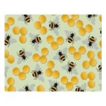 Bees Pattern Honey Bee Bug Honeycomb Honey Beehive Premium Plush Fleece Blanket (Large) 80 x60  Blanket Front