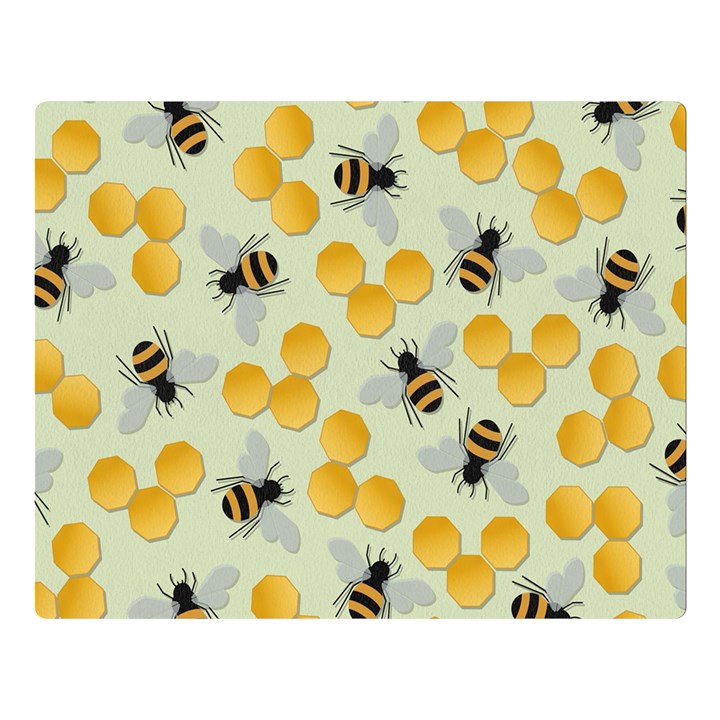 Bees Pattern Honey Bee Bug Honeycomb Honey Beehive Premium Plush Fleece Blanket (Large)