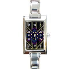 Line Square Pattern Violet Blue Yellow Design Rectangle Italian Charm Watch by Ravend