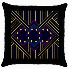 Line Square Pattern Violet Blue Yellow Design Throw Pillow Case (black) by Ravend