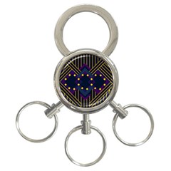 Line Square Pattern Violet Blue Yellow Design 3-ring Key Chain