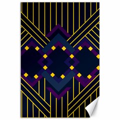 Line Square Pattern Violet Blue Yellow Design Canvas 12  X 18  by Ravend