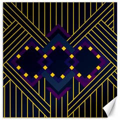 Line Square Pattern Violet Blue Yellow Design Canvas 16  X 16  by Ravend