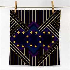 Line Square Pattern Violet Blue Yellow Design Face Towel by Ravend