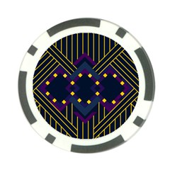 Line Square Pattern Violet Blue Yellow Design Poker Chip Card Guard (10 Pack) by Ravend