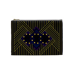 Line Square Pattern Violet Blue Yellow Design Cosmetic Bag (medium) by Ravend