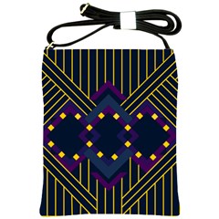 Line Square Pattern Violet Blue Yellow Design Shoulder Sling Bag by Ravend