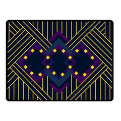 Line Square Pattern Violet Blue Yellow Design Fleece Blanket (small) by Ravend