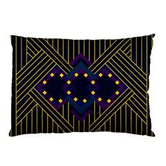 Line Square Pattern Violet Blue Yellow Design Pillow Case (two Sides) by Ravend